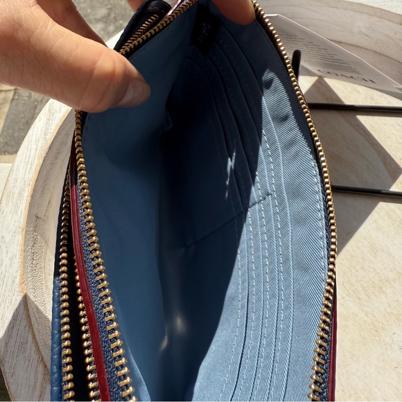 Coach NWT Double Denim Blue Wristlet with Logo Pattern Large Size! - Picture 7 of 10